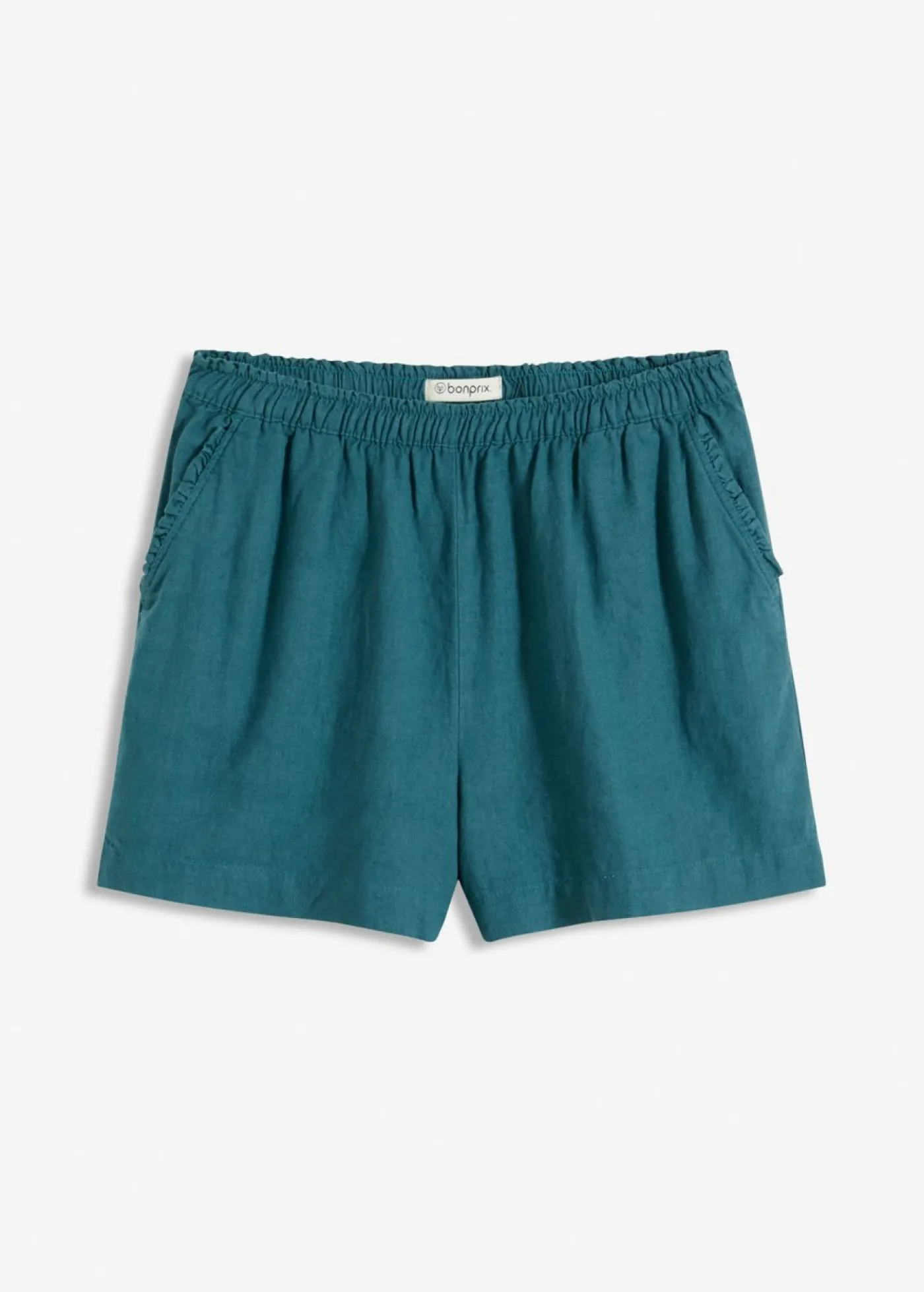 bonprix bonprix Pantalón corto con contenido de lino verde pimiento Sale