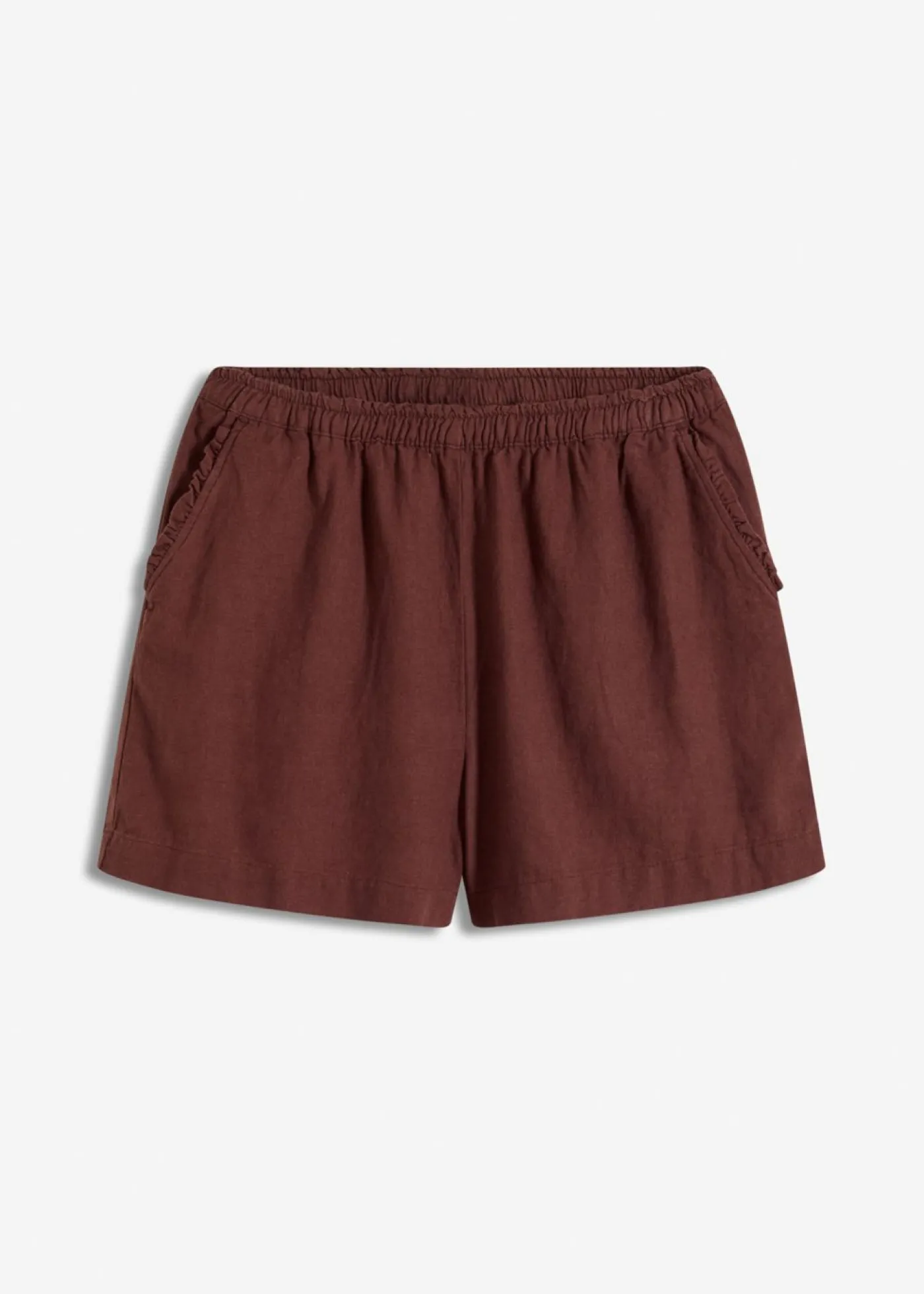 bonprix bonprix Pantalón corto con contenido de lino Café Discount