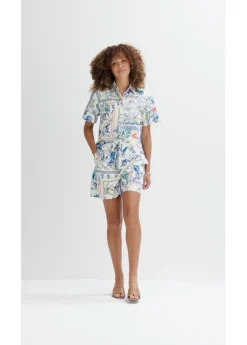bonprix bonprix Pantalón corto con contenido de seda Azul ártico