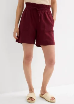 bonprix bonprix Pantalón corto con lino rojo avellana Online
