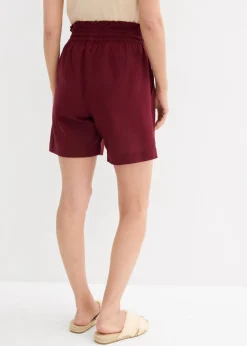 bonprix bonprix Pantalón corto con lino rojo avellana Online