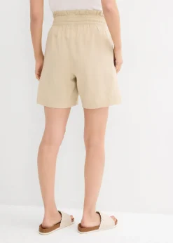 bonprix bonprix Pantalón corto con lino Arena claro Hot