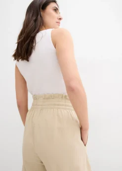 bonprix bonprix Pantalón corto con lino Arena claro Hot