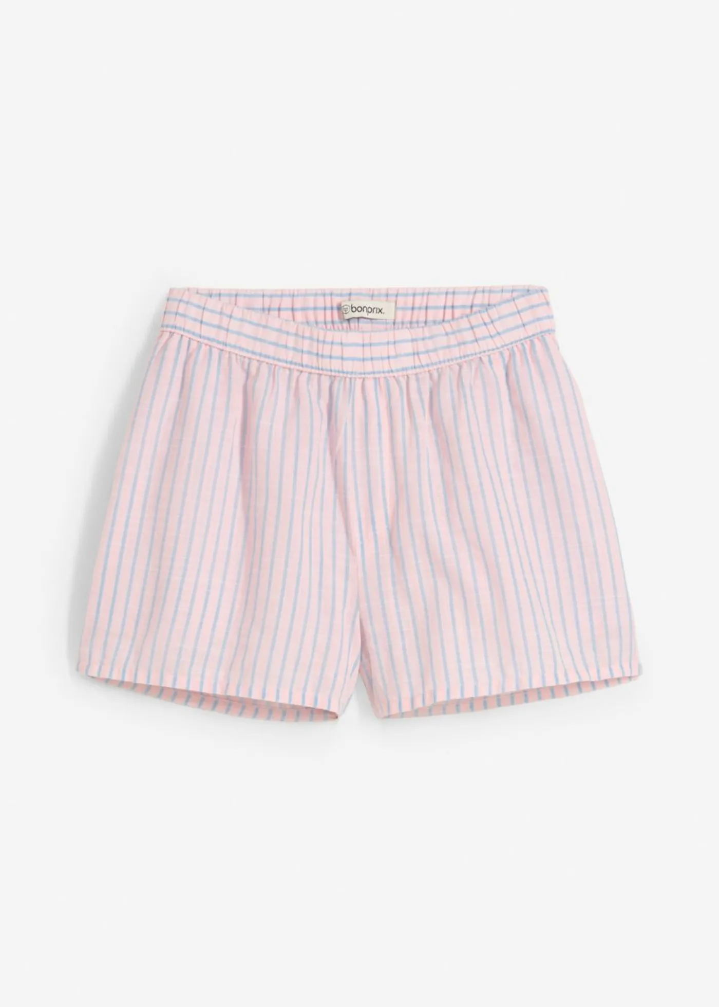 bonprix bonprix Pantalón corto de algodón puro rosa pastel-azul claro con rayas Hot