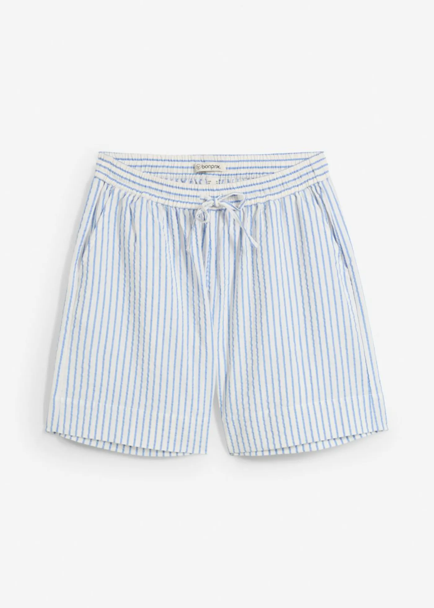 bonprix bonprix Pantalón corto de algodón puro azul provenzal-blanco lana rayas verticales Online