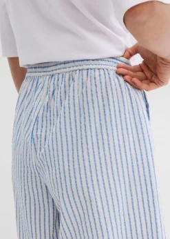 bonprix bonprix Pantalón corto de algodón puro azul provenzal-blanco lana rayas verticales Online