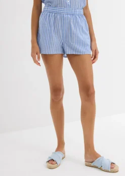 bonprix bonprix Pantalón corto de algodón puro Azul-blanco con rayas Discount