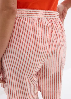 bonprix bonprix Pantalón corto de algodón puro rojo amapola-blanco lana rayas verticales Best