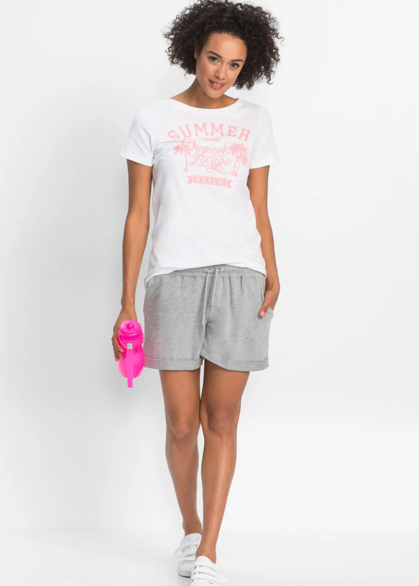 bonprix bonprix Pantalón corto de chándal Gris claro moteado