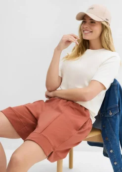bonprix bonprix Pantalón corto de chándal de mezcla de algodón Coñac New