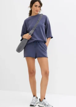 bonprix bonprix Pantalón corto de chándal de mezcla de algodón suave Azul almirante Clearance