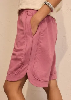 bonprix bonprix Pantalón corto de chándal de mezcla de algodón con corte ancho baya suave jaspeado Outlet