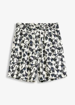 bonprix bonprix Pantalón corto de lino blanco lana-negro-azul genciana Outlet