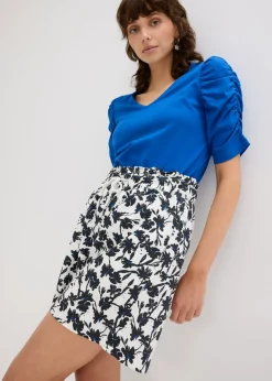 bonprix bonprix Pantalón corto de lino blanco lana-negro-azul genciana Outlet