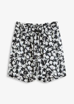 bonprix bonprix Pantalón corto de lino negro-blanco lana-azul genciana Sale
