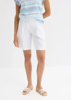 bonprix bonprix Pantalón corto de mezcla de lino ligero Blanco Sale