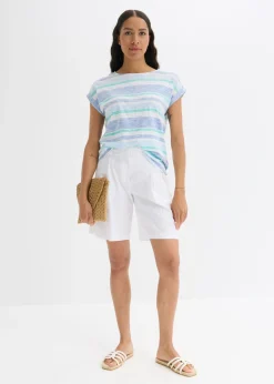bonprix bonprix Pantalón corto de mezcla de lino ligero Blanco Sale