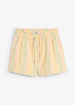 bonprix bonprix Pantalón corto de mezcla de lino vaporoso crudo rayas verticales Online