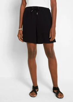 bonprix bonprix Pantalón corto de muselina Negro Hot