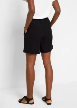 bonprix bonprix Pantalón corto de muselina Negro Hot