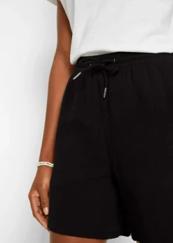 bonprix bonprix Pantalón corto de muselina Negro Hot