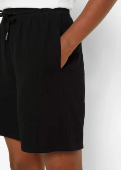 bonprix bonprix Pantalón corto de muselina Negro Hot
