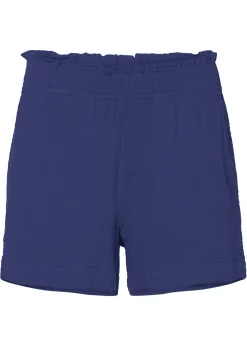 bonprix bonprix Pantalón corto de muselina de algodón puro Azul violáceo Sale