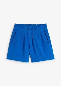 bonprix bonprix Pantalón corto de muselina de algodón puro Azur