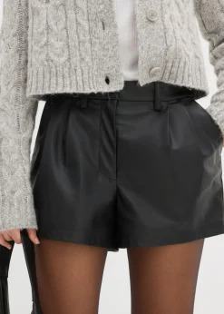 bonprix bonprix Pantalón corto de piel sintética Negro Discount
