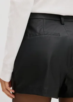 bonprix bonprix Pantalón corto de piel sintética Negro Discount