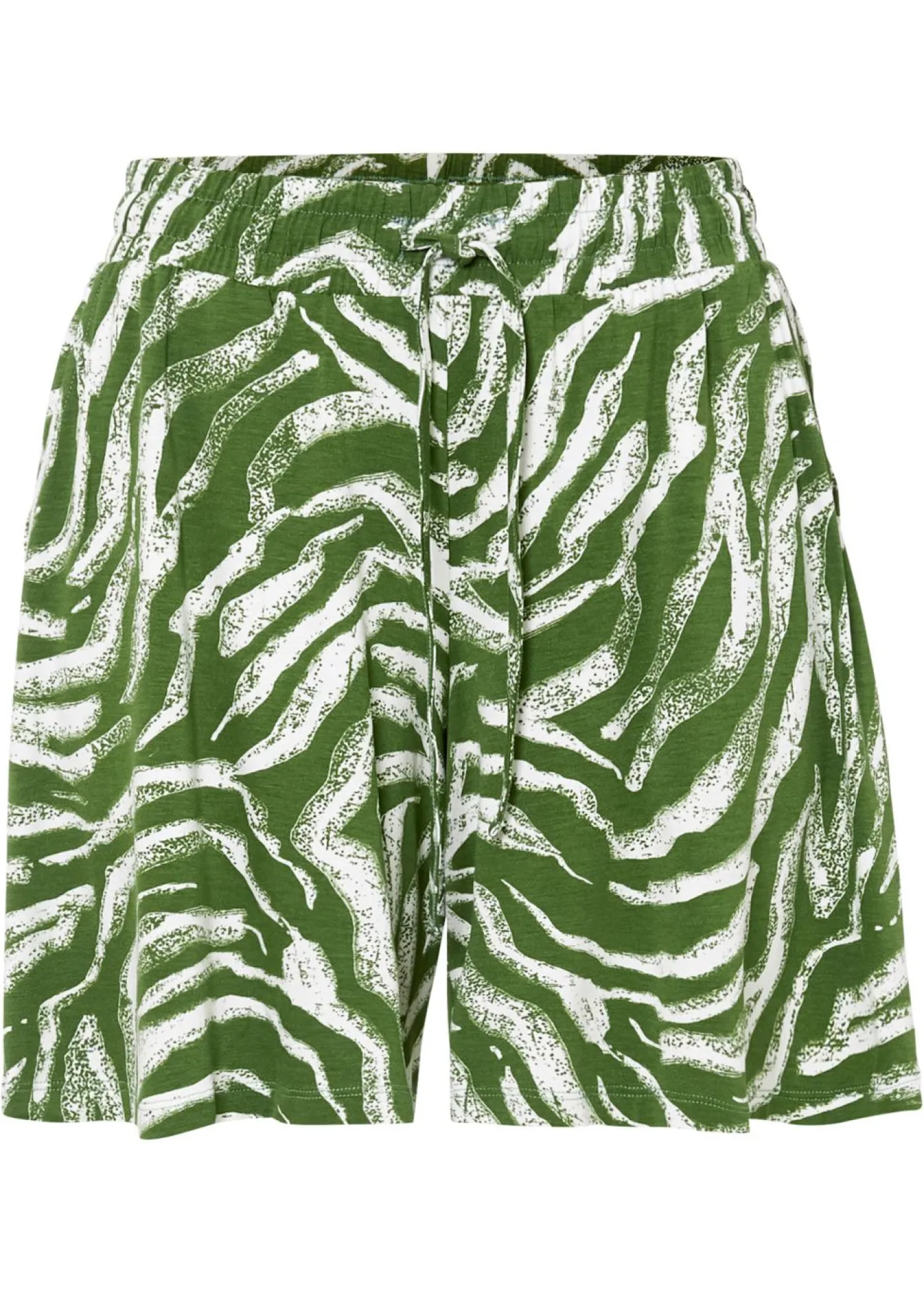bonprix bonprix Pantalón corto de punto estampado cebra verde cactus/naranja oscuro Sale