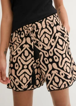 bonprix bonprix Pantalón corto de punto de mezcla de viscosa Negro/beige suave Hot