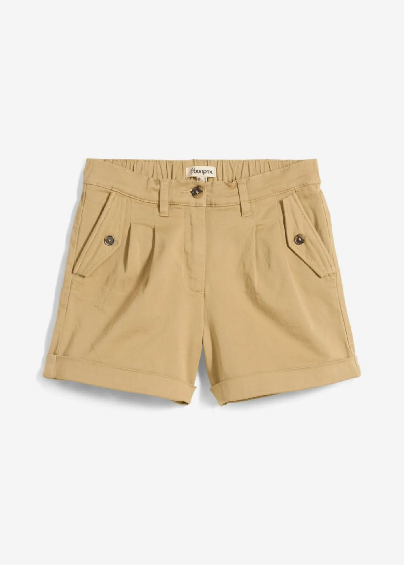 bonprix bonprix Pantalón corto de sarga con talle alto Beige nuevo