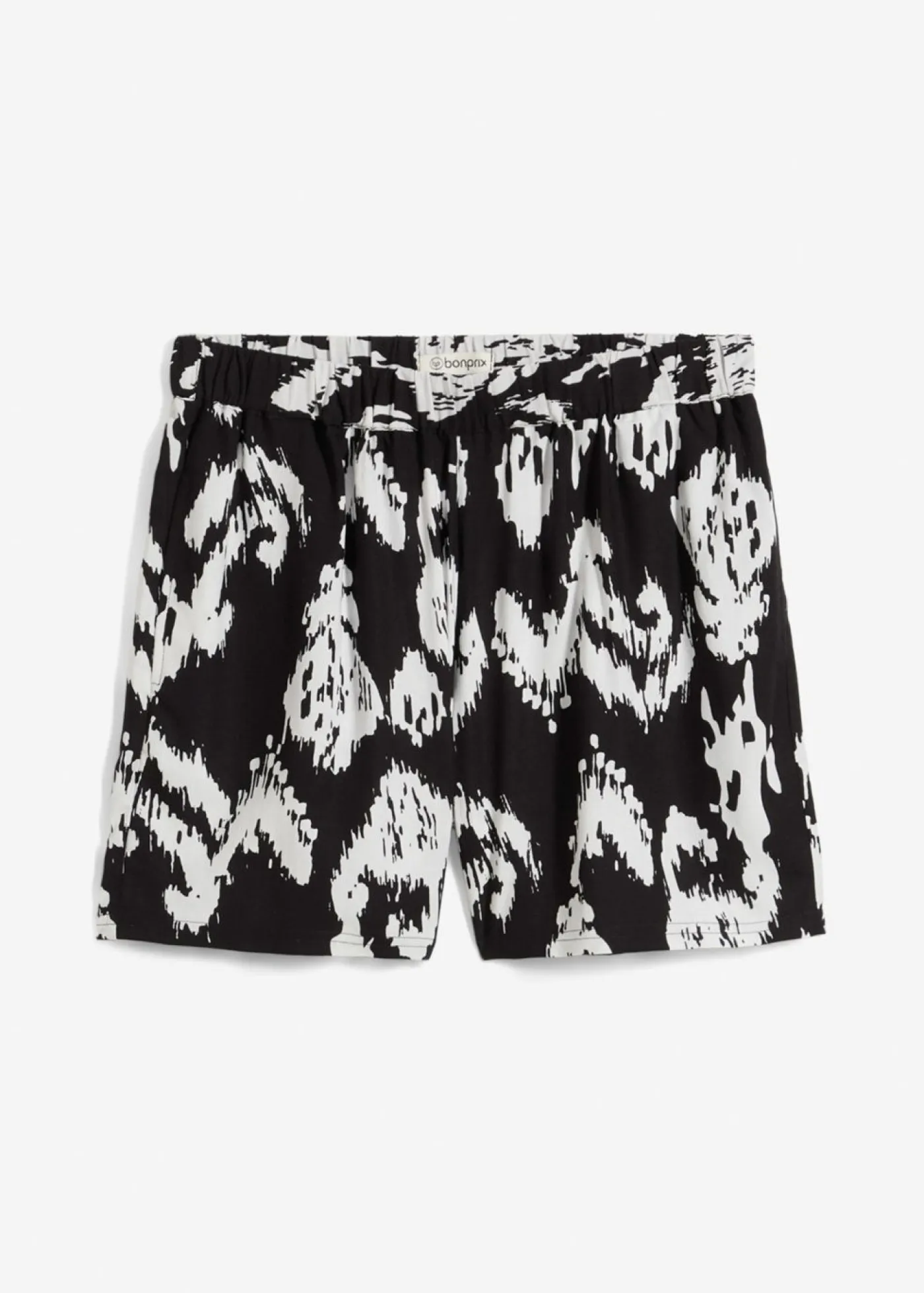 bonprix bonprix Pantalón corto de viscosa con cinturilla cómoda Negro-blanco lana New