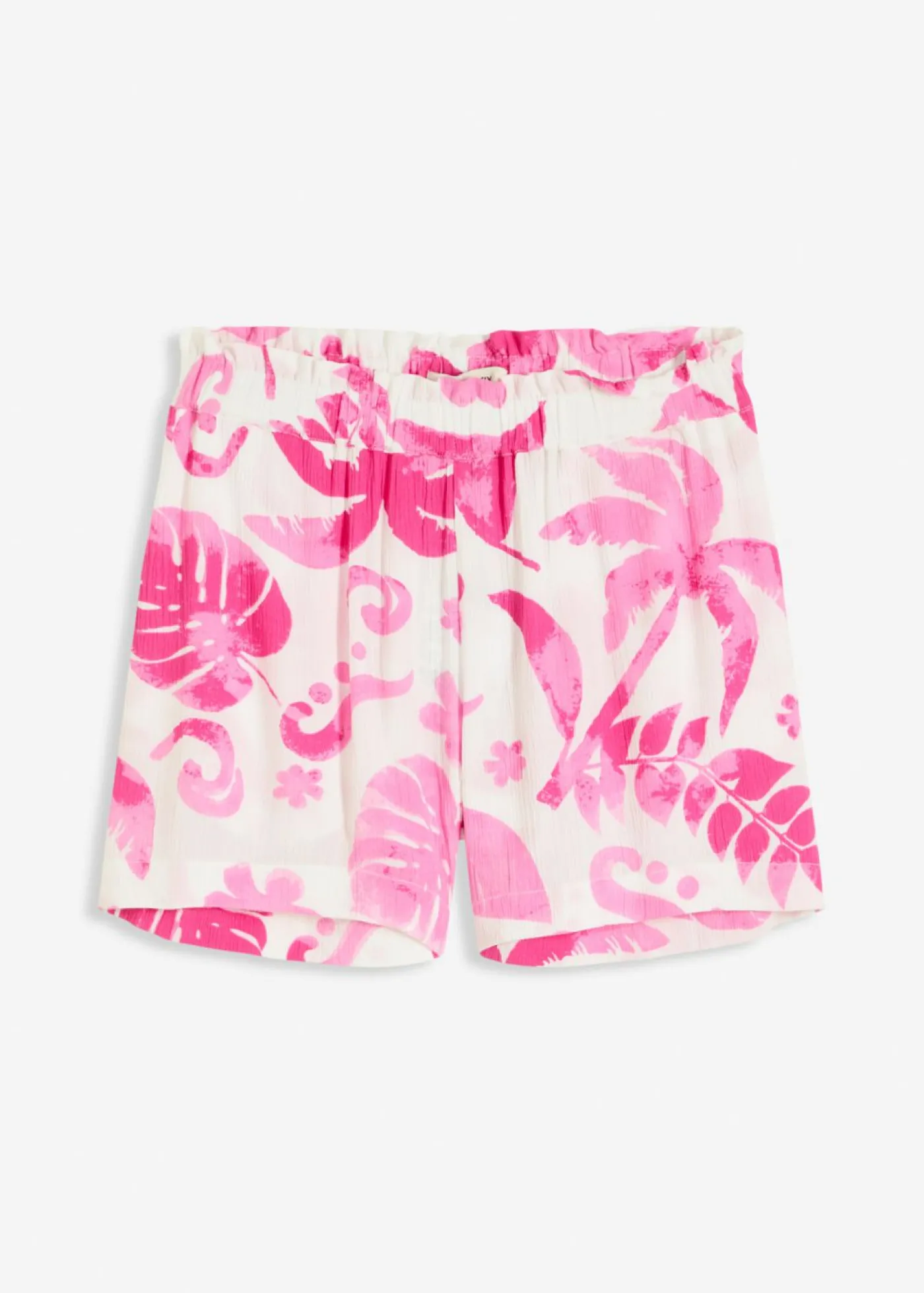 bonprix bonprix Pantalón corto de viscosa estructurada Blanco-fucsia de flores Best