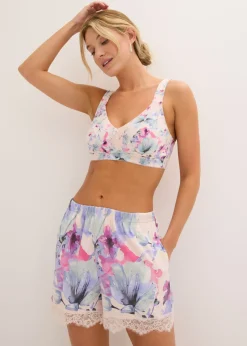 bonprix bonprix Pantalón corto para dormir (2 unidades) de mezcla suave de viscosa rosa claro-blanco-mentol claro Hot