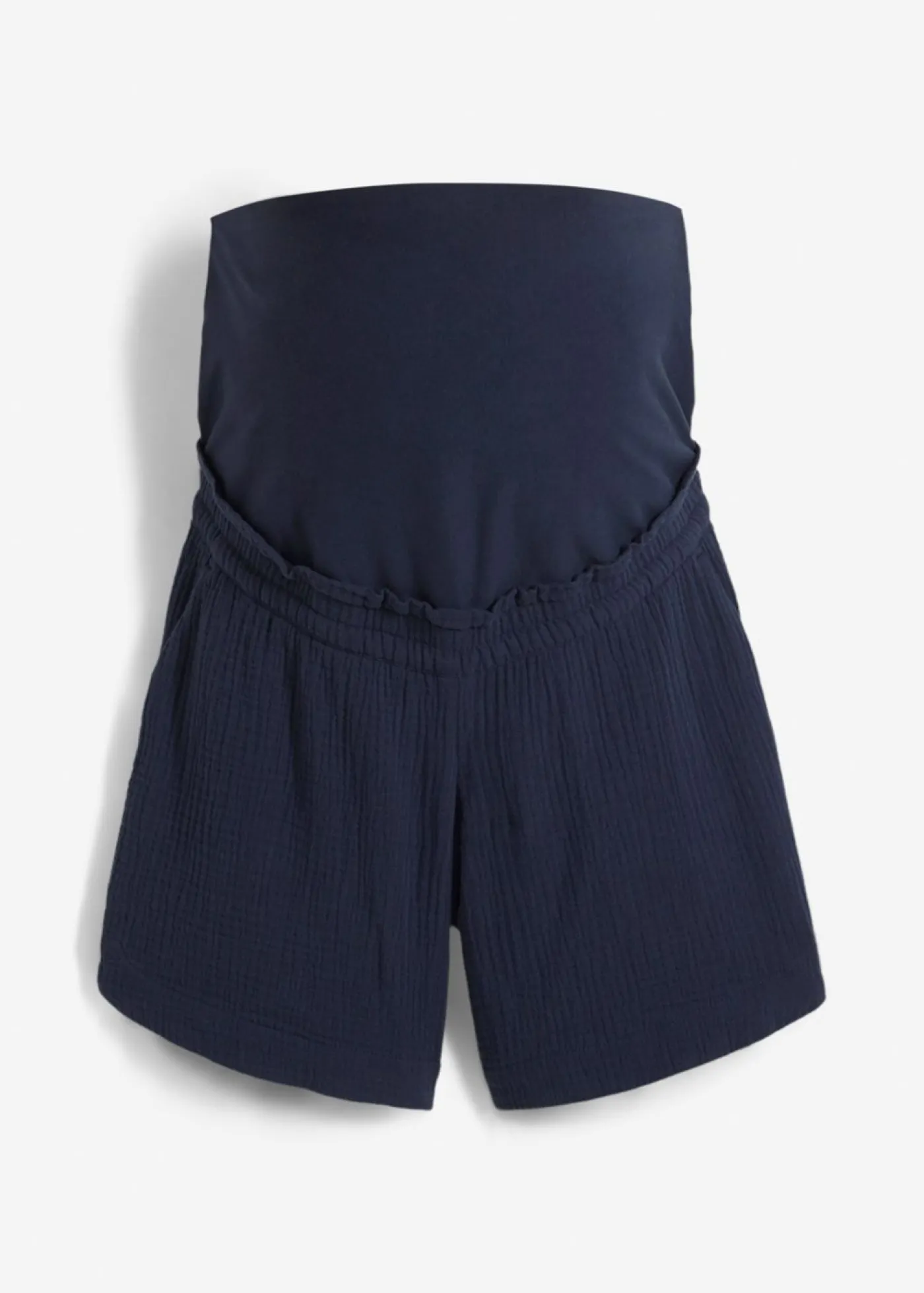bonprix bonprix Pantalón corto premamá de muselina de algodón puro Azul marino