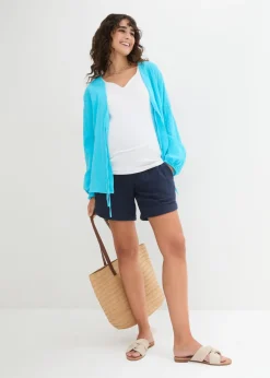 bonprix bonprix Pantalón corto premamá de muselina de algodón puro Azul marino