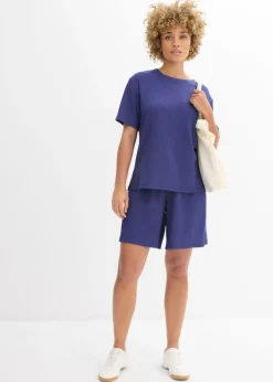 bonprix bonprix Pantalón corto sin cierre de crepé azul pacífico oscuro Online