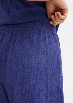 bonprix bonprix Pantalón corto sin cierre de crepé azul pacífico oscuro Online