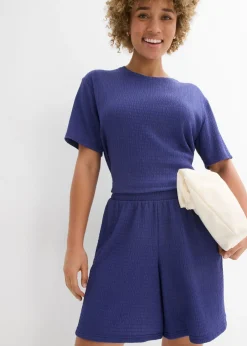 bonprix bonprix Pantalón corto sin cierre de crepé azul pacífico oscuro Online