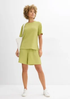 bonprix bonprix Pantalón corto sin cierre de crepé pistacho mate Outlet