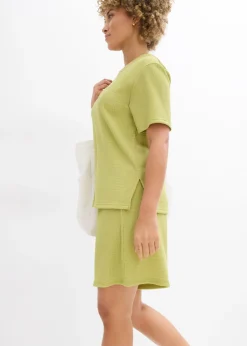 bonprix bonprix Pantalón corto sin cierre de crepé pistacho mate Outlet
