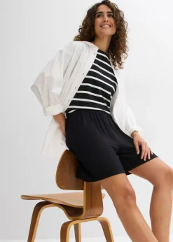 bonprix bonprix Pantalón corto sin cierre de mezcla de viscosa suave Negro Discount