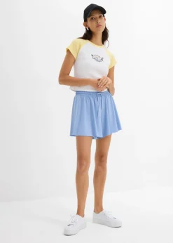 bonprix bonprix Pantalón corto sin cierre con diseño de tenis Azul perla Sale