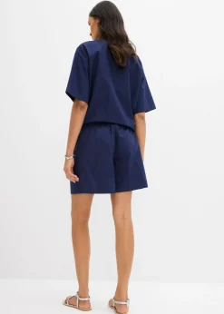 bonprix bonprix Pantalón corto sin cierre de algodón puro Azul marino profundo Best
