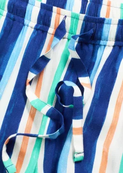 bonprix bonprix Pantalón corto sin cierre de viscosa fina azul ártico-azul claro-blanco con rayas Sale