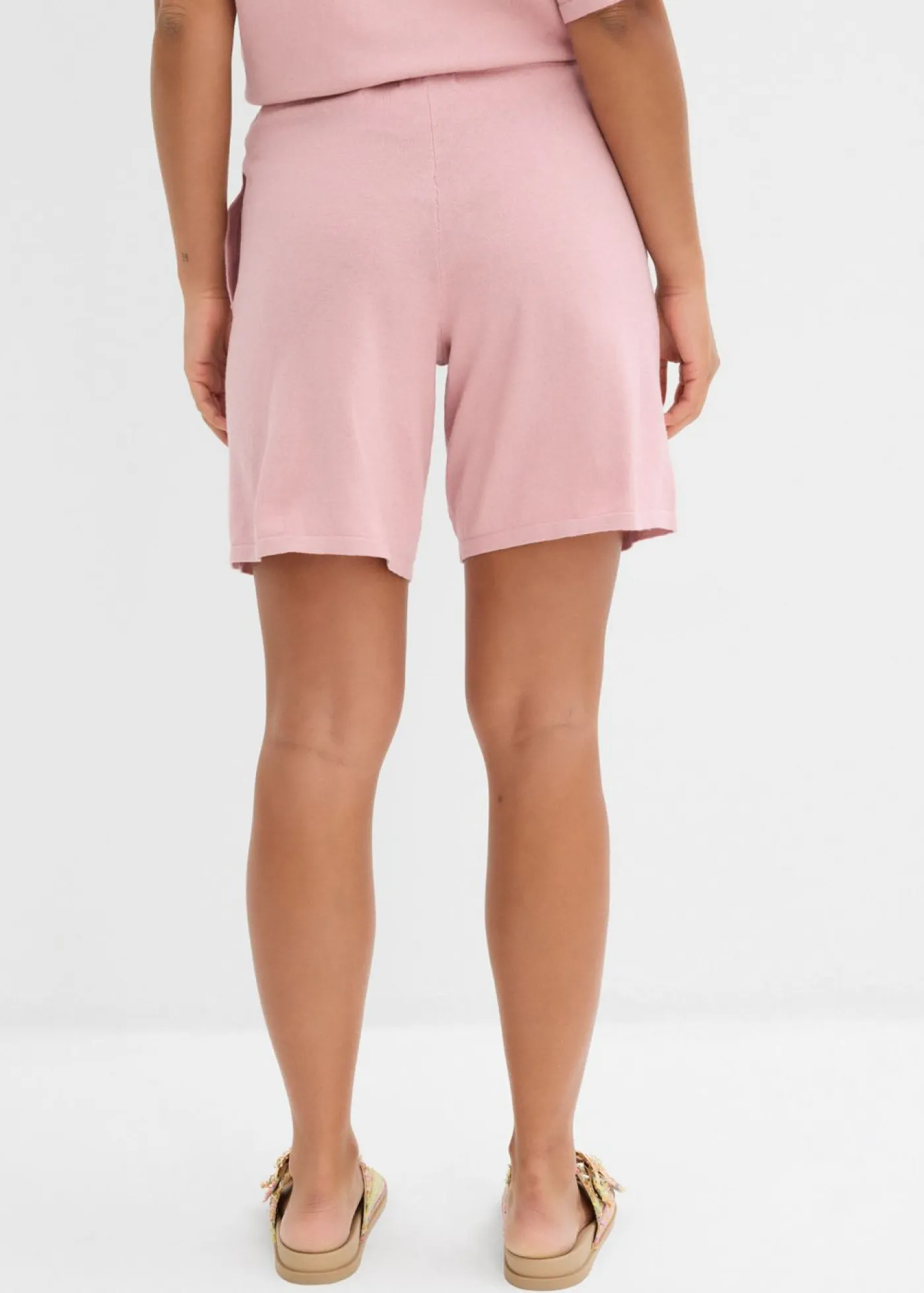 bonprix bonprix Pantalón corto sin cierre de punto fino Rosa ceniza Sale