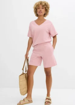 bonprix bonprix Pantalón corto sin cierre de punto fino Rosa ceniza Sale