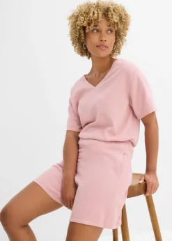 bonprix bonprix Pantalón corto sin cierre de punto fino Rosa ceniza Sale